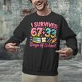 Survived 67 Days Of School Ice Cream Drip Apple Pencil Book Unisex Sweatshirt