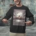 Totally Weird Tees Cat Library Book Reading Literary Unisex Sweatshirt