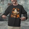 Vintage Ghost Book Reading Pumpkin Gothic Halloween Teachers Unisex Sweatshirt