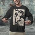 Vintage Vampire Bat Vampire Pin Up Girl Horror Comic Book Unisex Sweatshirt