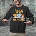 Wild About Reading Cute Animal Book Lover Kids Unisex Sweatshirt