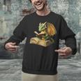 Women's Dragon Bookworm Reading Book Graphic Unisex Sweatshirt