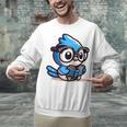 Adorable Book Lover Blue Jay With Reading Glasses Cute Raglan Baseball Tee Unisex Sweatshirt
