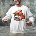 Adorable Book Lover Salmon With Reading Glasses Cute Unisex Sweatshirt
