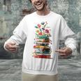 Book Stack With Flowers Reading Lover Bookish Unisex Sweatshirt