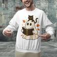 Books Ghost Reading Book Halloween Library Cat Fall Unisex Sweatshirt