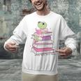 Cute Book Lover Frog Pretty Girls Read Books Kawaii Reading Unisex Sweatshirt