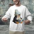 Cute Penguin Reading Book Faux-Crochet Print Unisex Sweatshirt