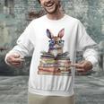 Cute Reading Bunny With Glasses Books Bookworm Reader Book Premium Tri-Blend Unisex Sweatshirt