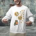 Cute Reading Cat With Kitten Dandelion Flowers Book Lover Unisex Sweatshirt