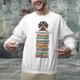 Cute Wiener Dog Dachshund Reading On Pile Of Books Unisex Sweatshirt