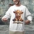 Highland Cow Reading Book Bookworm Unisex Sweatshirt