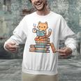 Kawaii Cat Coffee Books Teacher Men Women Girls Kids Unisex Sweatshirt