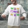 Mardi Gras Teacher Coquette Bow Pencil Apple Book Women Girl Unisex Sweatshirt