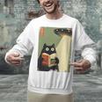 Vintage Japanese Cat Book Lovers UFO Alien Abduction Cat Dad Unisex Sweatshirt Vintage Japanese Cat Book Lovers UFO Alien Abduction Cat Dad Unisex Sweatshirt