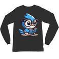 Adorable Book Lover Blue Jay With Reading Glasses Cute Unisex Long Sleeve T-Shirt