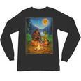 Bigfoot And Alien Reading Books Campfire Halloween Unisex Long Sleeve T-Shirt