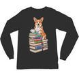 Bookworm Corgi Reading Books Drinking Coffee Dog Lover Unisex Long Sleeve T-Shirt