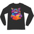 Cat Book Shirt Colorful Cat Reading Book Unisex Long Sleeve T-Shirt