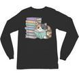 Cat On Books Pets Cats Reading Book Nerd Read Reader Bookcat Unisex Long Sleeve T-Shirt