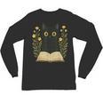 Cat Reading Book Flowers Unisex Long Sleeve T-Shirt