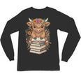 Cute Baby Highland Cow Reading Book Librarian Bookworm Unisex Long Sleeve T-Shirt