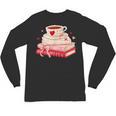 Cute Books And Coffee Crochet Valentines Day Tee For Couples Unisex Long Sleeve T-Shirt
