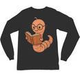 Cute Bookworm Worm Reading Book Glasses Nerdy Unisex Long Sleeve T-Shirt