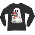 Cute Ghost Holding Books Bookish Christmas Unisex Long Sleeve T-Shirt