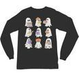 Cute Ghost Reading Books Teacher Halloween Reading Men Women Kids Unisex Long Sleeve T-Shirt