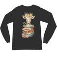 Cute Giraffe With Book Floral Bookworm Librarian Book Lover Unisex Long Sleeve T-Shirt