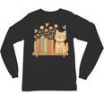 Cute Kawaii Cat Books Flowers Unisex Long Sleeve T-Shirt