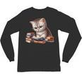 Cute Kitten Bookworm Adorable Cat With Glasses Reading Book Unisex Long Sleeve T-Shirt