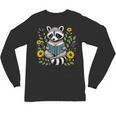 Cute Raccoon Reading Book Flowers Unisex Long Sleeve T-Shirt