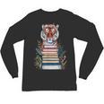 Cute Tiger With Book Floral Bookworm Librarian Book Lover Unisex Long Sleeve T-Shirt
