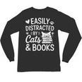 Easily Distracted By Cats And Books Reading Apparel Unisex Long Sleeve T-Shirt Easily Distracted By Cats And Books Reading Apparel Unisex Long Sleeve T-Shirt