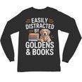 Easily Distracted By Goldens & Books Golden Retriever Dog Unisex Long Sleeve T-Shirt