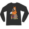 Fox Books Read Reading Librarian America Men Women Kids Unisex Long Sleeve T-Shirt