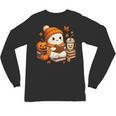 Halloween Ghost Reading Book Lovers Coffee Girl Women Unisex Long Sleeve T-Shirt Halloween Ghost Reading Book Lovers Coffee Girl Women Unisex Long Sleeve T-Shirt