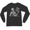Hilarious Skeleton Holding a Book And Laughing Gothic Unisex Long Sleeve T-Shirt