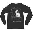 Introvert Cat With Coffee On Computer Antisocial Emo Goth Unisex Long Sleeve T-Shirt Introvert Cat With Coffee On Computer Antisocial Emo Goth Unisex Long Sleeve T-Shirt