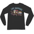 Life Happens Reading Helps Loves To Read Books Cats Unisex Long Sleeve T-Shirt