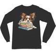Papillon Books Reading Dog Breed Graphic For Men Women Kids Unisex Long Sleeve T-Shirt Papillon Books Reading Dog Breed Graphic For Men Women Kids Unisex Long Sleeve T-Shirt