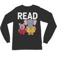 Pig Elephant Reading Cute Book Lover Bookworm Boys Girls Kid Unisex Long Sleeve T-Shirt