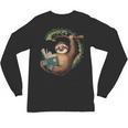 Sloth Reading a Book Lazy Sloth Bookworm Unisex Long Sleeve T-Shirt