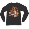 Vintage Books Tea Lovers Fall Autumn Leaves And Pumpkins Unisex Long Sleeve T-Shirt