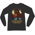 Wizard Cat Reading a Book While Crocheting Unisex Long Sleeve T-Shirt