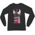 Woman And Books Stack Afro Girl Reading Lover Unisex Long Sleeve T-Shirt Woman And Books Stack Afro Girl Reading Lover Unisex Long Sleeve T-Shirt
