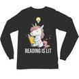 Women's Reading Is Lit Unicorn Library English Teacher Book Lover Unisex Long Sleeve T-Shirt