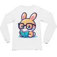 Adorable Book Lover Rabbit With Reading Glasses Cute Premium Unisex Long Sleeve T-Shirt